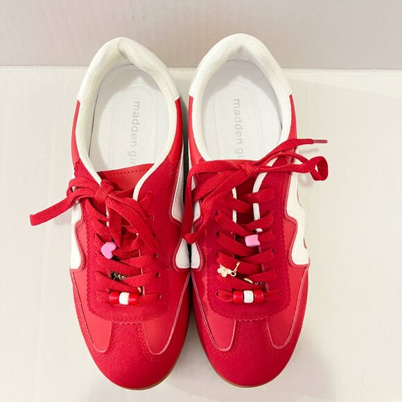 Red Madden Girl Sneakers with Shoelace Charms - Picture 6 of 9